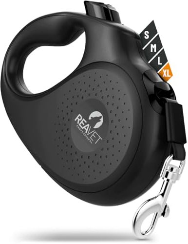 ReaVET Rollleine Hundeleine ausziehbar 8m für große Hunde (XL) I Ergonomischer & Rutschfester Griff I Hundeleine Einziehbar, Robuste Ausziehleine mit Brems-Stopp-System I Leine Hund bis 50kg