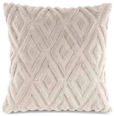 Quantum Interior by Maxland Boho-Dekokissen mit Füllung in Vintage Optik, Sofakissen Boho Style, extra weiches Wendekissen für Sofa, Bett, Büro, Kissen in Naturtönen ca 45x45 cm (Offwhite)