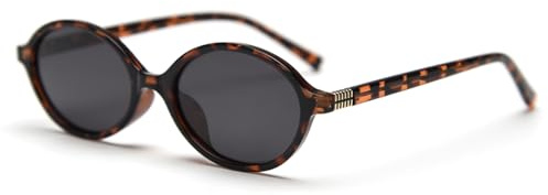 LIGOES Petites lunettes de soleil ovales polarisées TR90 Lunettes de soleil rétro rétro style coréen Selfies dans les lunettes Ombre, Léopard avec noir