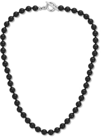 GAVU Collana Pietre Nere da Uomo, Collana Uomo Perline Onice Opaco Annodate a Mano e Chiusura OT 50cm