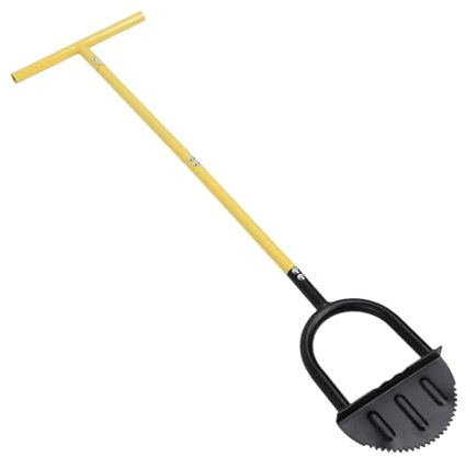 96cm/37.8in Saw Tooth Edger Lawn Tool, Half Moon Lawn Edger with T Grip,Sidewalk Grass Long Handled Step Edger,Carbon Steel Manual Trimming Shovel for Garden Sidewalk Flower Bed