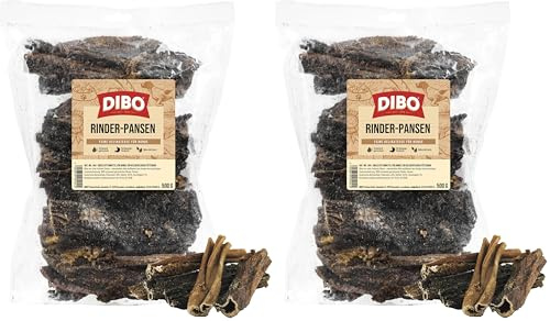 DIBO Panse de bœuf, 500 g, Petite collation Naturelle ou friandise pour intermédiaires, Nourriture pour Chien, Article à mâcher de qualité sans Produits Chimiques (Lot de 2)
