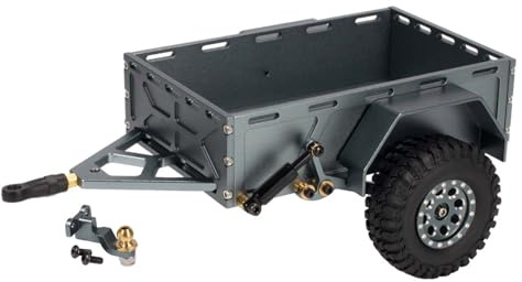 KEEDA 1/18 1/24 RC Crawler Bil Aluminiumlegering Släp Trailer för 1:18 TRX4M 1:24 AXIAL SCX24 RC Crawler Uppgraderingstillbehör (Alufälgar, Titan)