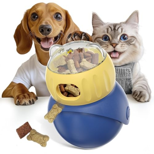 sortizligo Owl-Shaped Pet Treat Food Dispenser, Adjustable Puzzle Slow Feeder, Interactive Chase Treat Ball for Cat & Dog Enrichment and Indoor Play