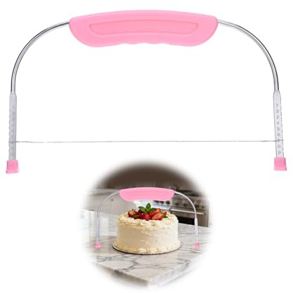 Cortador de pasteles Cortador de fondo de pastel de acero inoxidable de 28 x 16 cm, sierra para pasteles de altura ajustable, divisor de pastel de precisión y cortador de pasteles, práctico divisor de