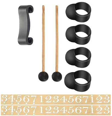 Accessori per tamburo a pioggia, kit per tamburo a mano, supporto per bacchette da 14,5 cm e adesivi numeri, ideale per percussioni all'aperto, pratica musicale e configurazione di performance