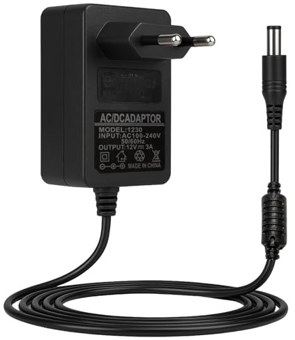 12V 3A Adaptador Alimentación, AC 100-240V Adaptador de Corriente, 36W Transformador Fuente de Alimentación para Tira LED DVR Cámara CCTV Caja de TV Router, Power Supply Charger con 5.5mm x 2.1mm