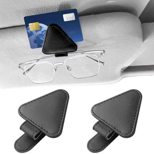 2 Pcs Soporte para Gafas de Sol para Coche, Cuero Soporte para Gafas de Sol, Accesorios Coche, Ticket Tarjetas, Clip Gafas, Soporte para Parasoles de Coche