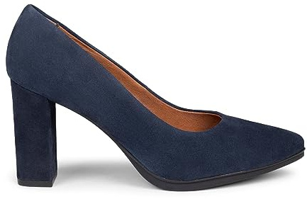 miMaO Zapatos cómodos Mujer tacón Alto Piel Ante, en Azul Marino, EU 39