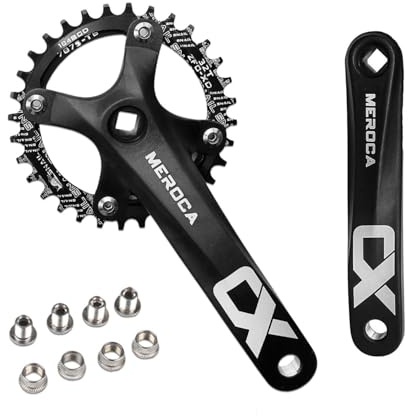 Hanlintk Pedaliera quadrata per mountain bike, braccio a manovella da 170 mm, con pignone stretto, compatibile con biciclette da 8/9/10/11 marce, catena e pedali pronti (32T)