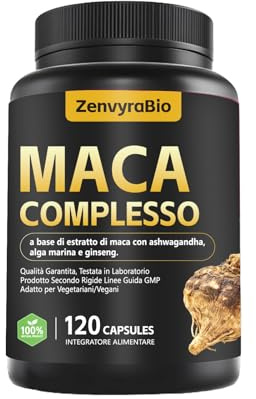 ZenvyraBio Maca Complesso 20.000mg – con Ashwagandha, Ginseng & Alga Marina – Energia Naturale, Vitalità & Equilibrio Ormonale – 120 Capsule Vegane – Qualità Premium -100% Naturale