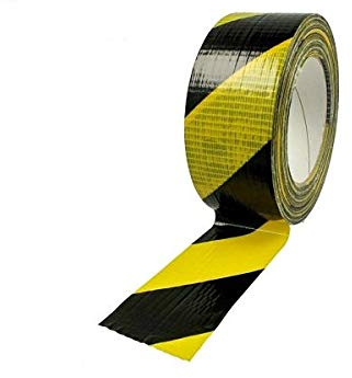 ROTOLO NASTRO ADESIVO SEGNALETICO IN PVC TELATO GIALLO - NERO 50 mm x 25 METRI