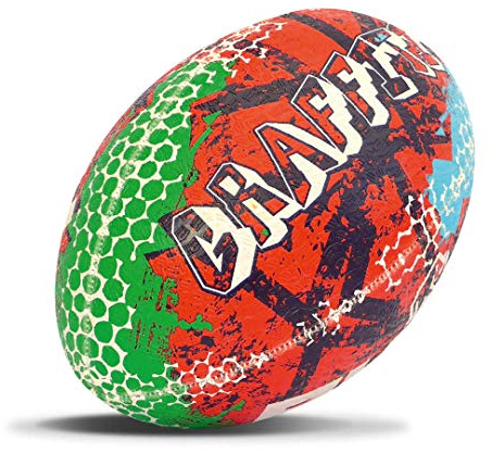 Rhino Graffiti-Rugbyball, Rot/Blau, Größe 5