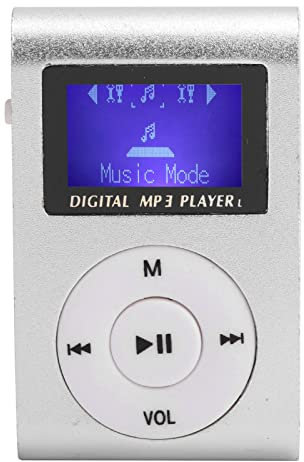 Portable Mini MP3 Music Player Sports Back‑Clip LCD Screen MP3 Support Memory Card Running exercise Walkman(Silver)