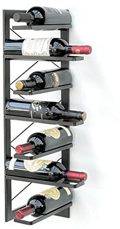DanDiBo Weinregal Metall Schwarz Ecke Wand 70 cm Eckregal Flaschenregal 96292 Flaschenhalter Wandmontage Modern Wandhalter Wandregal für 7 Flaschen
