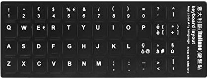 Adesivi Tastiera Stickers per Trasformazione Layout in Italiano, Keyboard Stickers, Adesivi Lettere Tastiera Italiano Fondo Nero Lettere Bianche, Adesivi Tastiera Italiano per Qualsiasi Tastiera