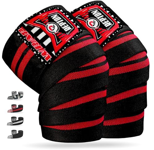 Repton Knee Wraps Pair Weightlifting | Elasticated Knee Straps for Gym and Workout | Compression Support Wraps for Powerlifting, Squats & Cross Training