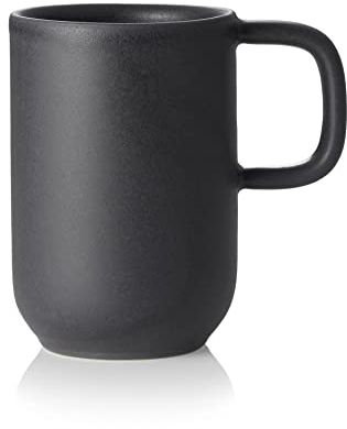 ROCKZZERO 6 Kaffeebecher im Set - Steingut, spülmaschinenfest und temperaturbeständig - Becher aus umweltfreundlichen Rohstoffen - Schwarz - 370 ml