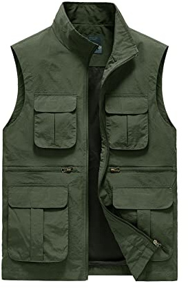 Btmpmcs Chaleco de pesca de secado rápido para hombre Táctica Chaleco de Trabajo con múltiples bolsillos Aire Libre Respirable Chaleco chaqueta sin mangas para Cámping Fotografía Viajes