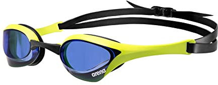 Arena Lunettes de natation unisexes Cobra Ultra Swipe Racing pour homme et femme, technologie anti-buée en polycarbonate, verres antimiroir, bleu roi/cyber citron