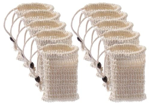 Ranuw Lot de 10 protège-savon en sisal naturel pour faire mousser et sécher les morceaux de savon pour le massage à la maison