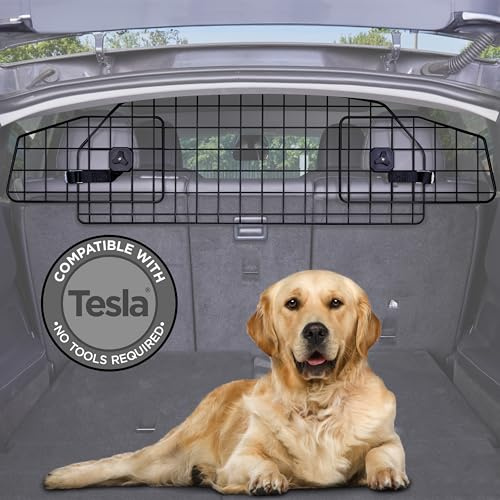 Pawple Dog Car Barrier Compatible with Tesla® Model Y® Adjustable Large Pet Divider, Heavy-Duty Wire Mesh Fence, Universal Fit
