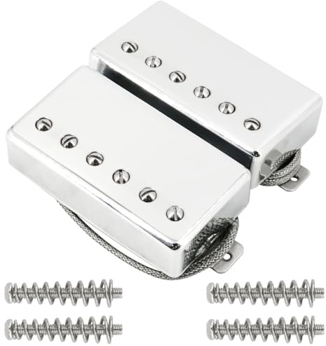 Domofa Alnico 5 Humbucker Pickup Neck Bridge Pickups Set for Les Paul Style Electric Guitar Chrome