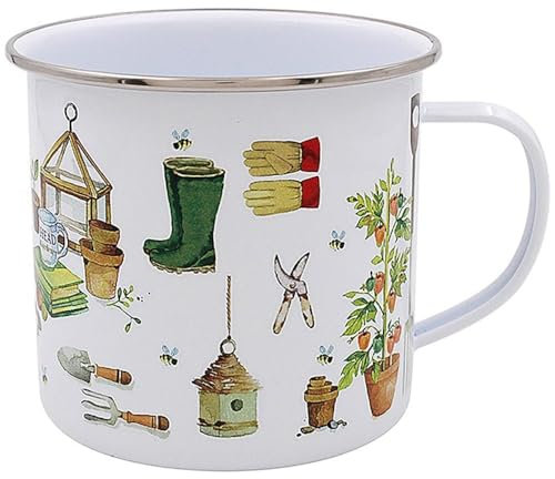 The Leonardo Collection Green Fingers Tin Mug for Home & Kitchen | Newly Designed Mugs for Tea & Coffee | Lovely Cup for Mens Gifts & Birthday Gifts for Women