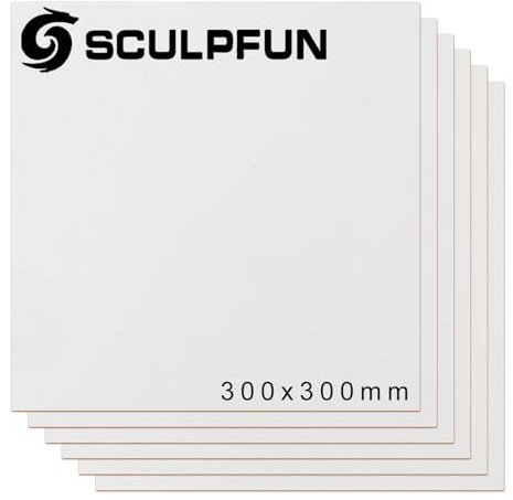 sculpfunDIY 6 Stück Lasergravierte MDF-Holzplatten, Beidseitig Weiß Gefärbt, 3 mm Dicke, 300 x 300 mm für Gravur, Schnitzen, Malen und Dekorationen Geeignet für Lasergravurmaschinen