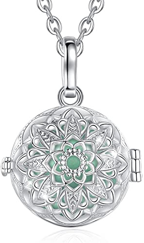CELESTIA Chiama Angeli Gravidanza Ciondolo Richiamo degli Angeli Gravidanza Collana Fiore Placcato Argento con 76~114CM Catene Regalo Donna Incinta
