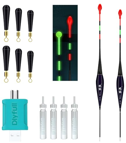 Begonia 2 Stück Led Posen Angeln mit Gravity Sensing, Angelposen mit Bissanzeiger, Posen Angeln Smart - Aufladbar, Angel Zubehör Zum Tauchgebiet Angeln für Am See,Fluss, Teich