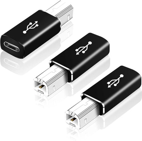 Greluma 3 Stk USB-B-auf-USB-C-Adapter, Typ-C-Buchse auf MIDI-Konverter, kompatibel mit Druckern, E-Pianos, Laptops und weiteren Typ-C-Geräten