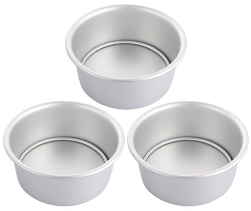ASelected 3 PCS 6 Inch Cake Tin,Non-Stick Deep Aluminum Round Cake Baking Tin with Removable Bottom Cake Baking Pan Cake Mould Tin Set with Loose Base for Wedding, Birthday, Christmas and Party