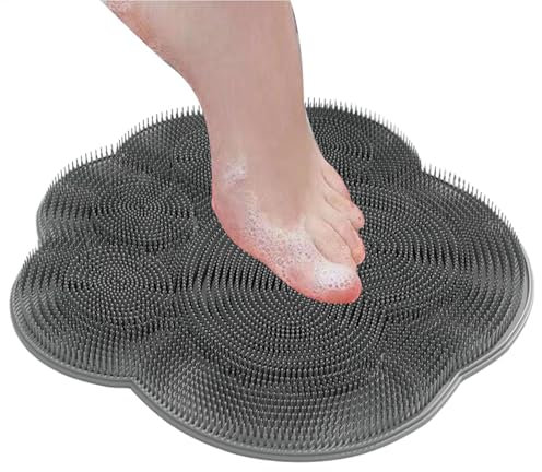 Tapis de douche en silicone pour pieds et salle de bain, nettoyant les peaux mortes avec ventouse antidérapante pour coudes et talons