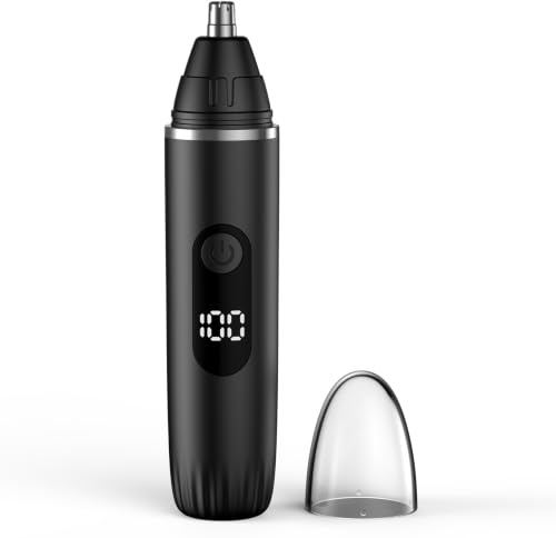 Tondeuse pour les poils de nez pour hommes Tondeuse électrique à poils de nez avec lame en acier inoxydable, design portable de voyage (Noir)