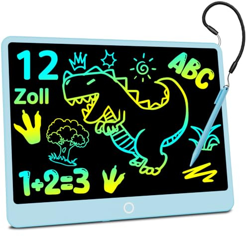 Electight 13 tums LCD-skrivtavla för barn, blå | Färgglad måltavla, Låsbar borttagningsknapp, Ögonskydd målarbricka, Återanvändbar, För resor, hem, skola