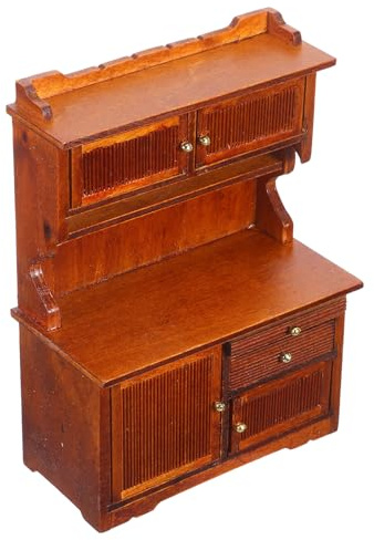 GARVALON Maison de Poupée Armoire Double Porte Fonctionnelle Meuble Miniature Robuste et Décoratif pour Accessoires Maison Poupée