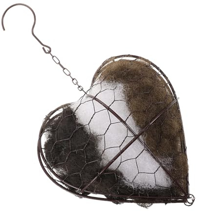Gatuida Soporte para Nido de Pájaros en Forma de Corazón Hecho a Mano Fibra de Alpaca, Caja Nido Recargable para Exterior, Materiales Naturales para Anidación, Adecuado para Jardín y