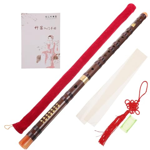 VINTORKY Flauta de Bambú Tradicional en Tono E para Adultos, Instrumento Musical de Estilo Antiguo, Color Marrón Oscuro, Tamaño Pequeño, Adecuado para Principiantes y Profesionales