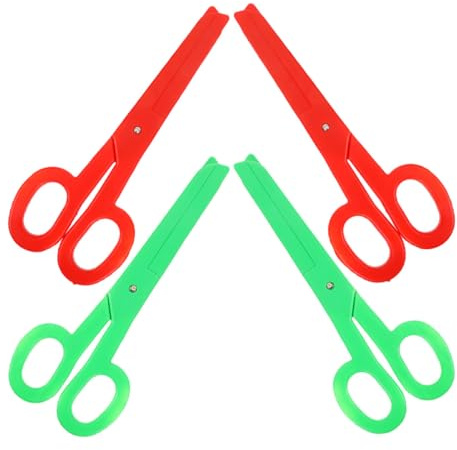 Operitacx Tijeras Simuladas Gigantes 4 Piezas Rojo y Verde, Accesorio de Disfraz de Circo y Halloween, Tijeras Decorativas para Cosplay y Fiestas, Complemento para Maquillaje Teatral