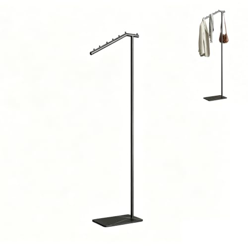 Chiziyixin Metal Coat Stand, L-Shape Free Standing Coat Stand Rail With Rock Base, Clothes Rack For Small Space, Suitable For Hallway, Entryway, Living Room, Bedroom, 170cm High (Black)