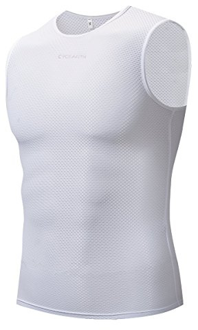 CYCEARTH Chaleco de ciclismo para hombre, capa base, sin mangas, ropa interior para bicicleta, deportes al aire libre, camisetas, Blanco, X-Large
