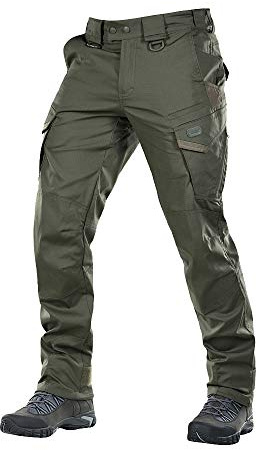 M-Tac Aggressor Flex Tactical Cargo Pants for Men – Durable Rip-Stop Cargo Work Trousers with Reinforced Knees, Stretch Fit and Outdoor Comfort (Army Olive, 30/34)
