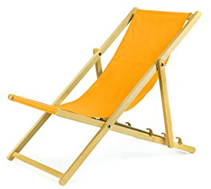 BAS Liegestuhl klappbar aus Holz - 2er Set gelb Leichte Klappliege - Faltbare & verstellbare Sonnenliege für Garten, Strand & Balkon - Gartenliege mit Atmungsaktiv Stoffbezug - Mischgewebe