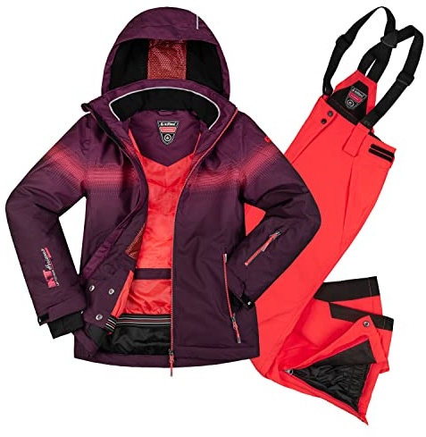 Killtec Mädchen Skianzug Größe 128 Skijacke Pflaume Skihose Neon Coral