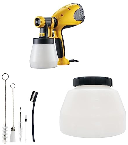 WAGNER Wood & Metal Paint Sprayer W 100 for Varnishes and Glazes, 5-Piece Spray Gun Cleaning Kit, Paint Container With Cover 1400 ml