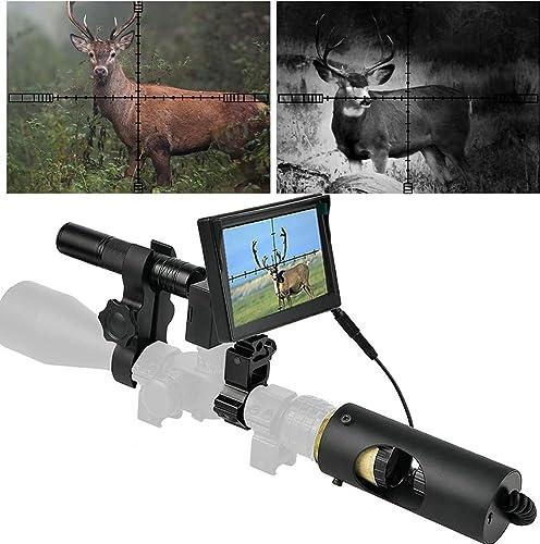 FXICH DIY Night Vision Scope with 5 Display and 850nm IR | Quick Installation Barrel, 5W Infrared Illuminator, 218 Yards/200m Night View, Fits 38-44mm Eyepiece Rifle Scope