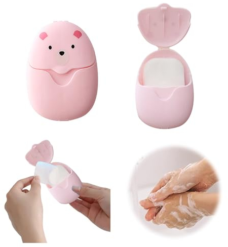 Fychuo Pink Travel Soap Flakes Box - Portable, Disposable Wash on the Go - Backpacking Essentials for Hiking and Camping