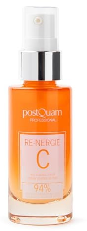 PostQuam Re-Nergie Siero Vitamina C Concentrato - Doppio Acido Ialuronico, Penetrazione Massima, 94% Ingredienti Naturali - Anti-età - 30 ml