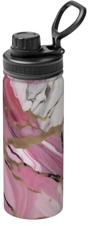 YQxwJL Pink White Marble Print Water Bottle, Stainless Steel Water Bottle, Sports Water Bottle for Men Women